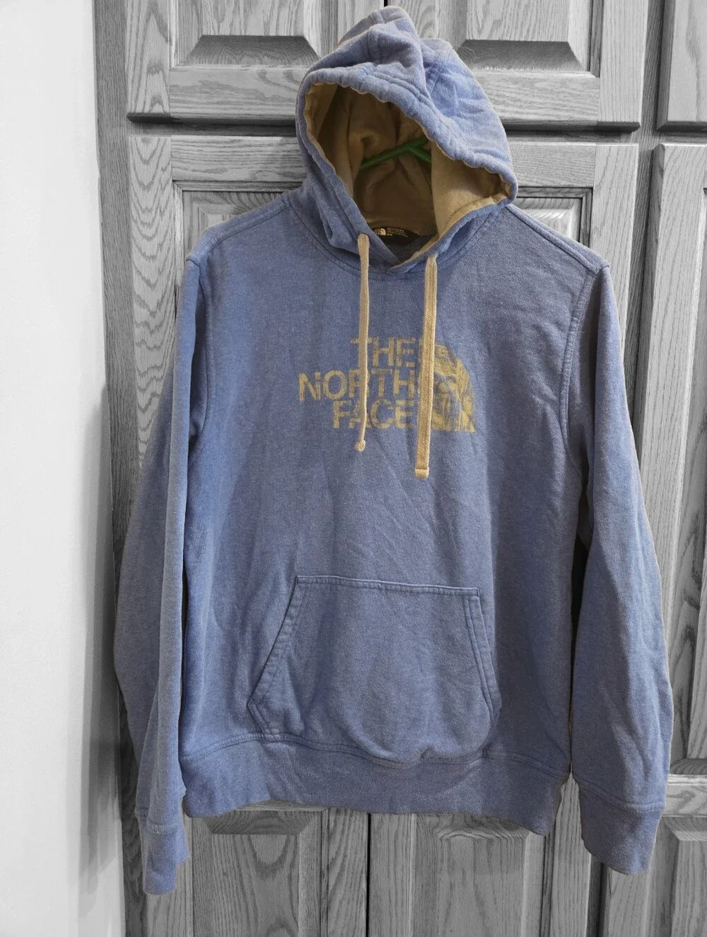The North Face MED. Mens Unisex Blue Pullover Hoodie Half Done Graphic Top